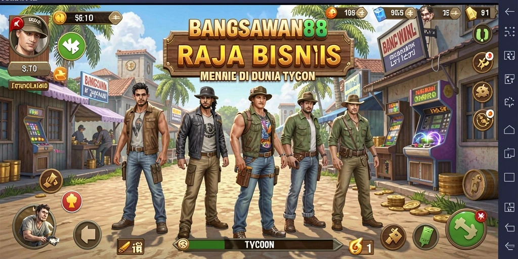 Tampilan gameplay BANGSAWAN88 yang menampilkan manajemen bisnis Tycoon.