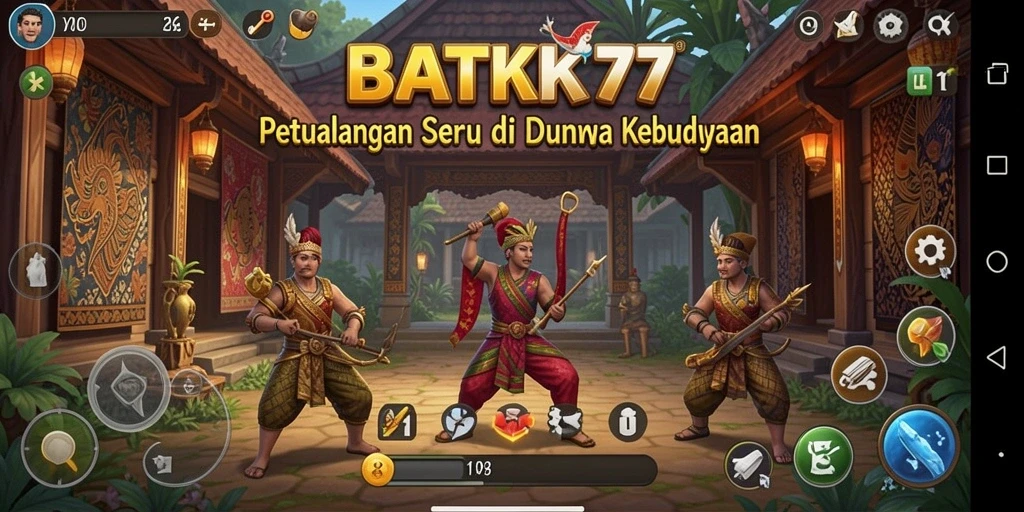 Tampilan gameplay BATIK77 yang menampilkan petualangan dan keindahan budaya.