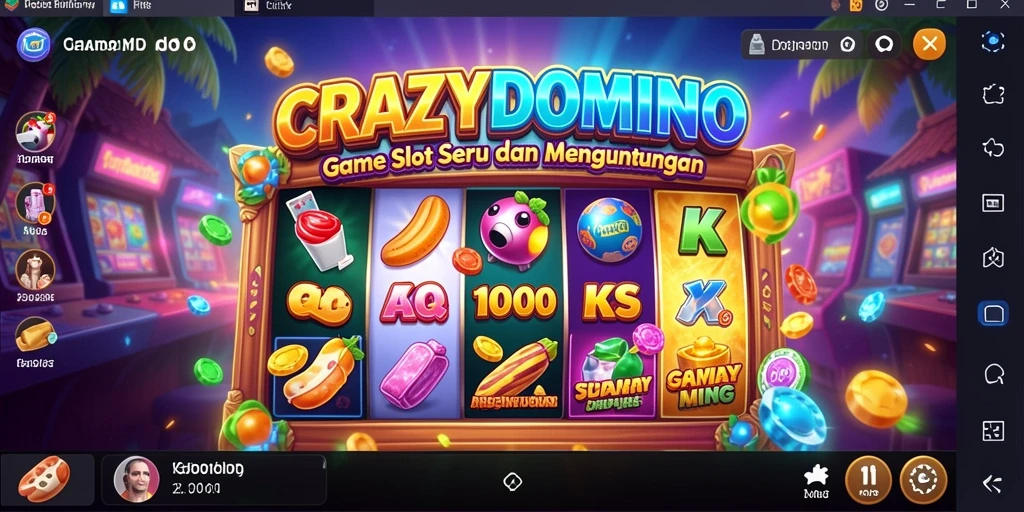 Tampilan gameplay menarik dari CRAZYDOMINO dengan berbagai simbol Slot.