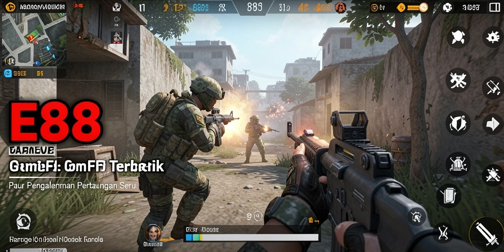 Tampilan gameplay <strong>E88</strong> menunjukkan aksi tembak menembak yang intens dan mendebarkan.