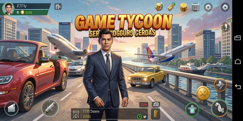 Tampilan gameplay F7F7 dengan grafis yang menawan dan interaksi bisnis.