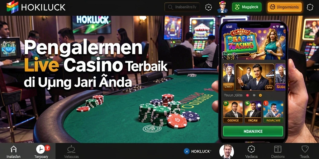 Gameplay HOKILUCK menampilkan dealer langsung dan suasana kasino yang mendebarkan.