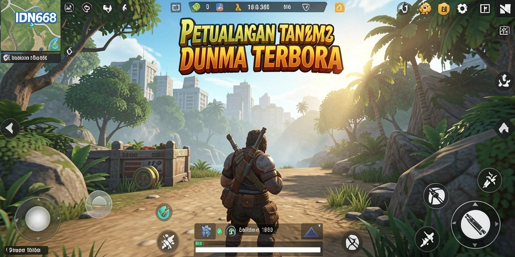 Tangkapan layar gameplay IDN668 menampilkan dunia terbuka yang luas dan indah.