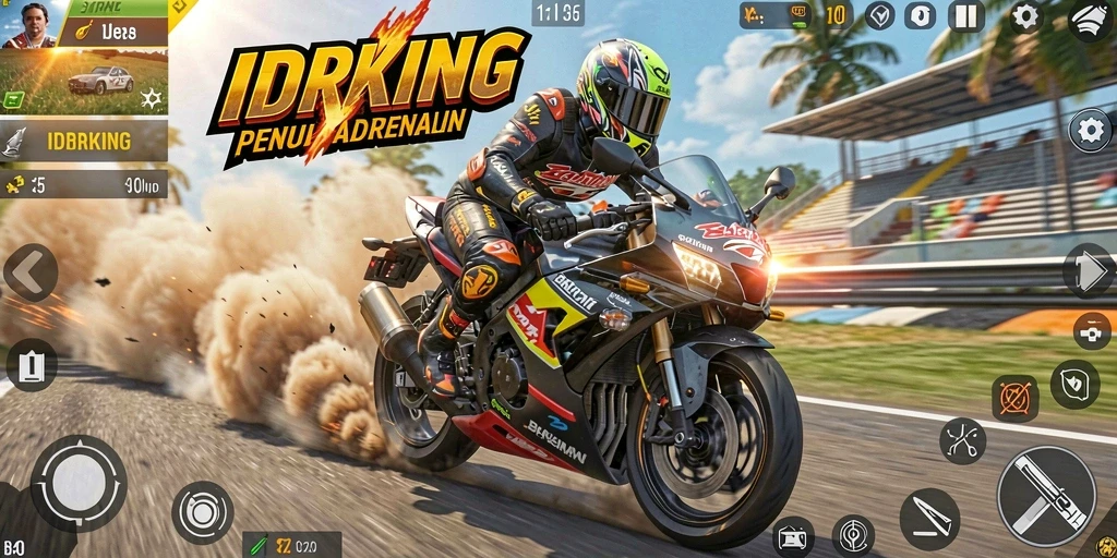 Gameplay sepeda motor yang cepat dan mendebarkan di IDRKING.