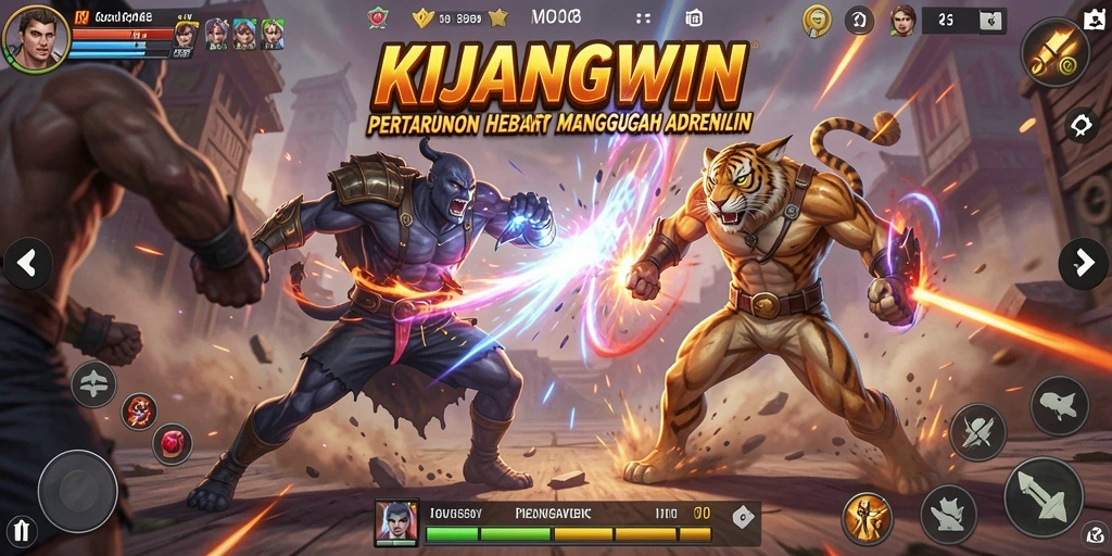 Screenshot KIJANGWIN menampilkan aksi pertarungan yang intens dan grafis yang menarik.