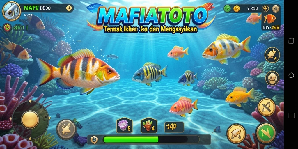 Screenshot gameplay MAFIATOTO menampilkan aksi seru tembak ikan.