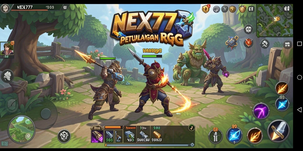 Screenshot gameplay NEX777 menunjukkan aksi seru dalam pertarungan RPG.