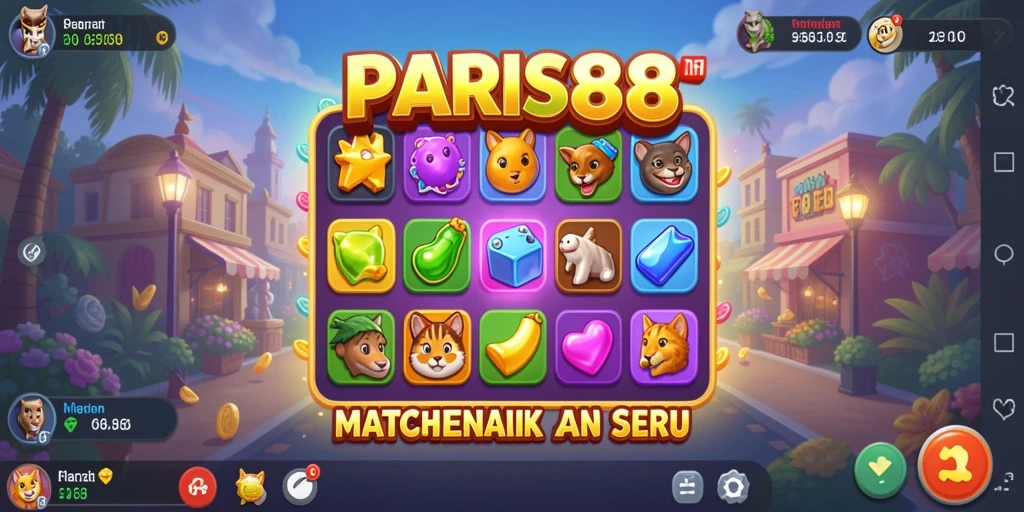 Screenshot gameplay PARIS88 dengan aksi mencocokkan objek yang seru.
