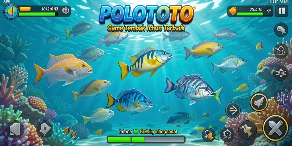 Tampilan gameplay POLOTOTO yang seru saat menangkap ikan.