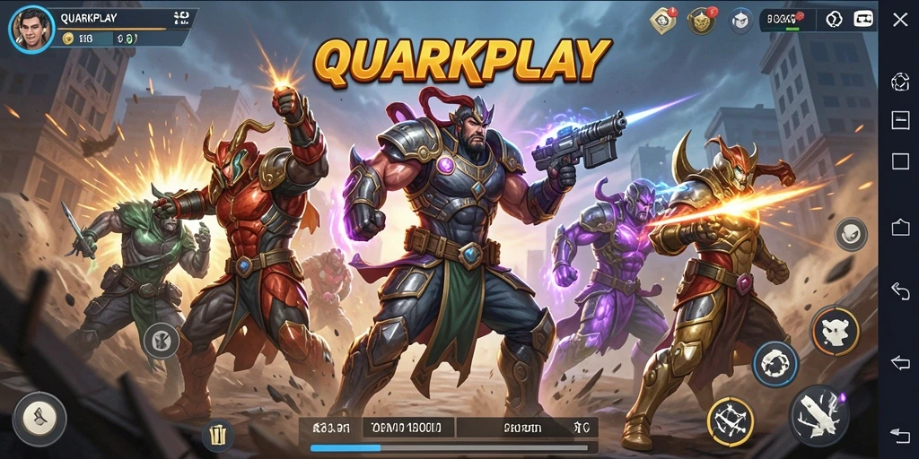 Tampilan aksi mendebarkan dalam QUARKPLAY dengan para karakter bertarung.