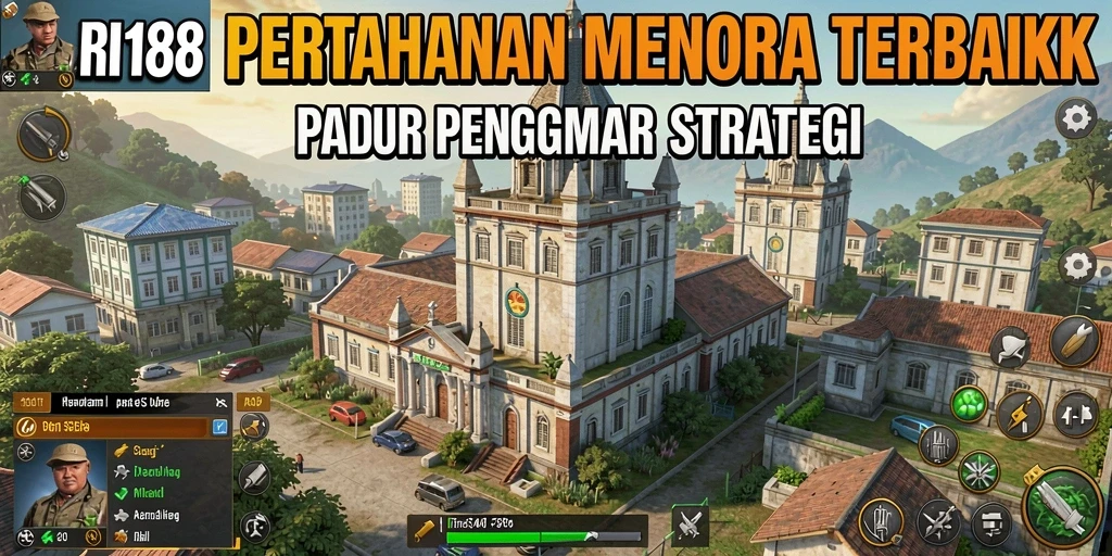 Screenshot gameplay RI188 menampilkan serunya pertahanan menara.
