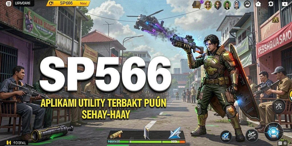 Tampilan utama aplikasi SP666 yang menampilkan fitur-fitur utility.