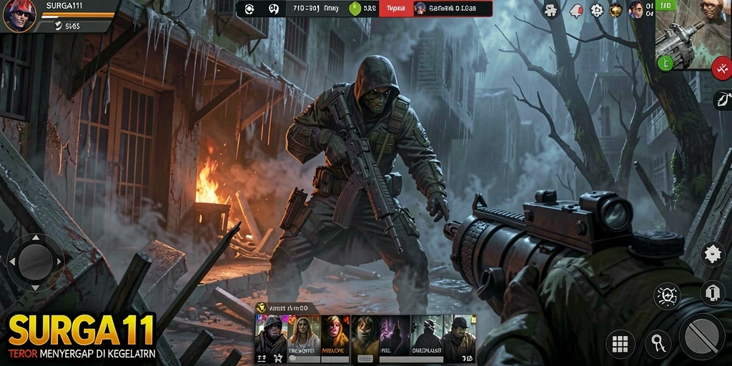 ScreenshotSURGA11 menunjukkan aksi menegangkan di tengah kegelapan.