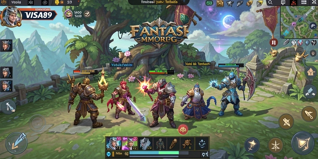 Screenshot utama VISA89 menampilkan aksi seru dalam pertempuran MMORPG.